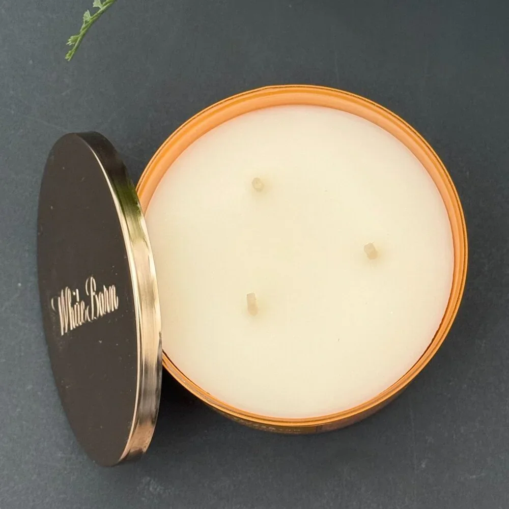 BBW Salted Butterscotch White Barn Bath & Body Works 3 Wick Candle